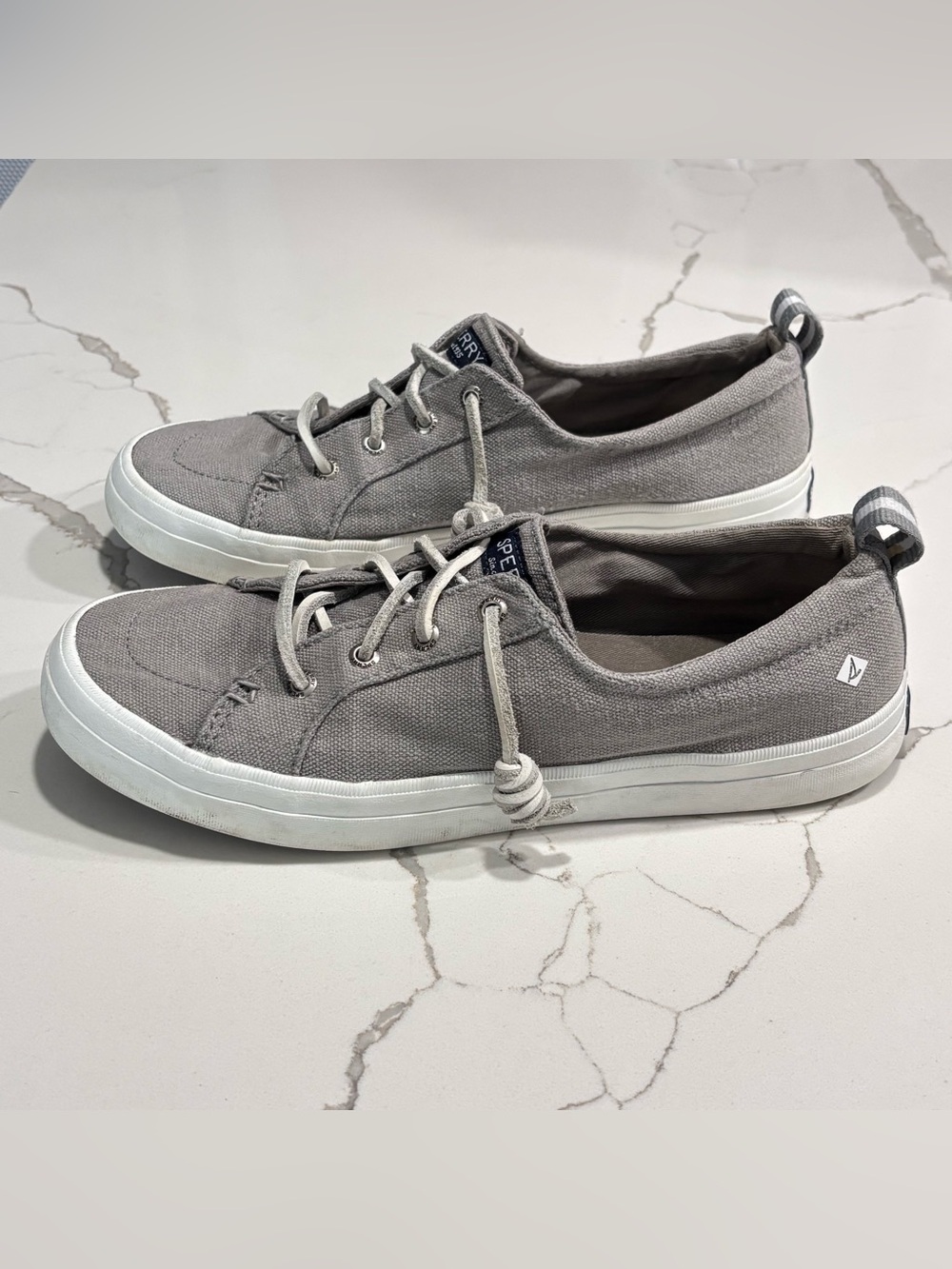 Sperry Women's Low-Top Canvas Lace-Up Sneakers Grey Gray Size 8.5 Shoes Coastal